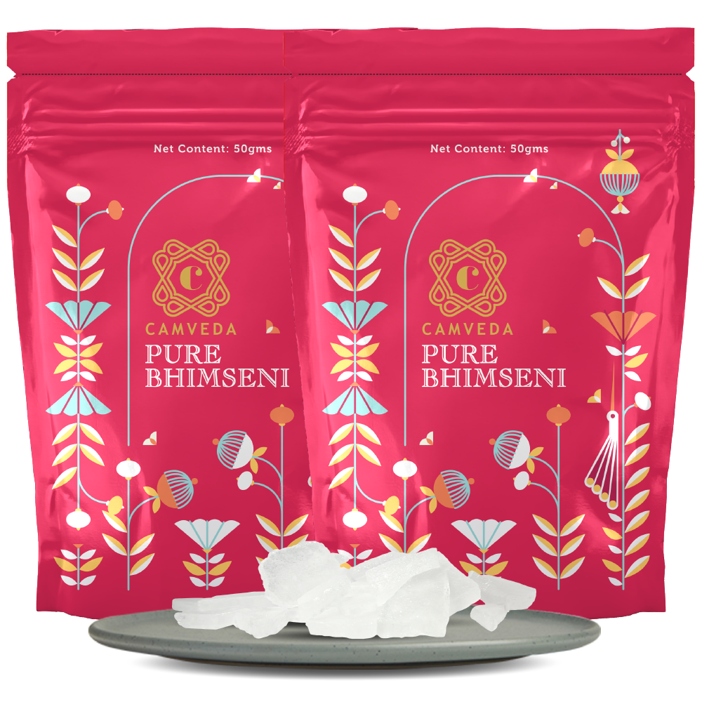 Camveda Pure Bhimseni Camphor/Kapoor Pouch | 100g (50GMx2)